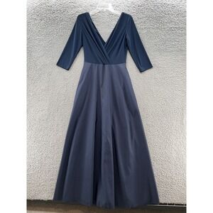 Alfred Sung Gown Women 6 Blue Stretch Jersey Top Taffeta Skirt Maxi Formal Dress